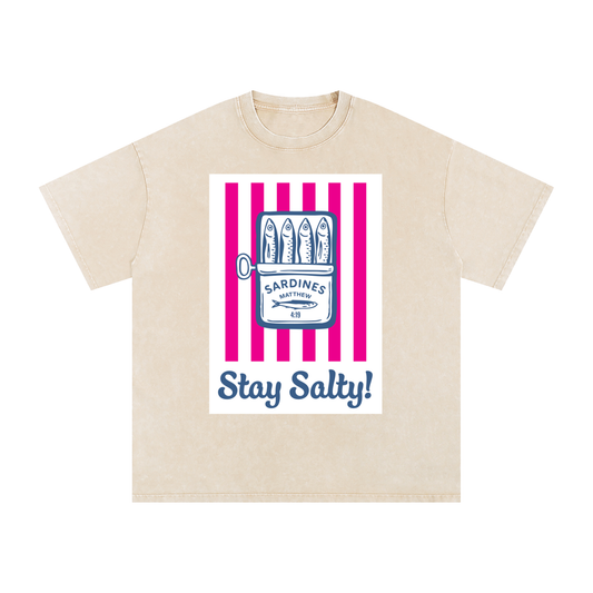 Stay Salty Snow Washed Oversized Cotton T-Shirt