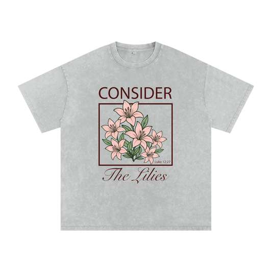 LILIES Snow Washed Oversized Cotton T-Shirt
