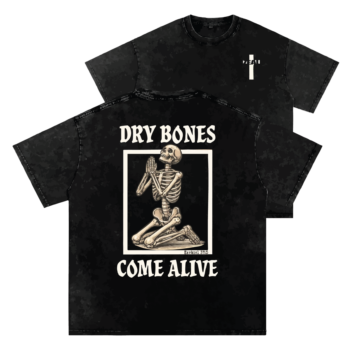 DRY BONES Snow Washed Oversized Cotton T-Shirt